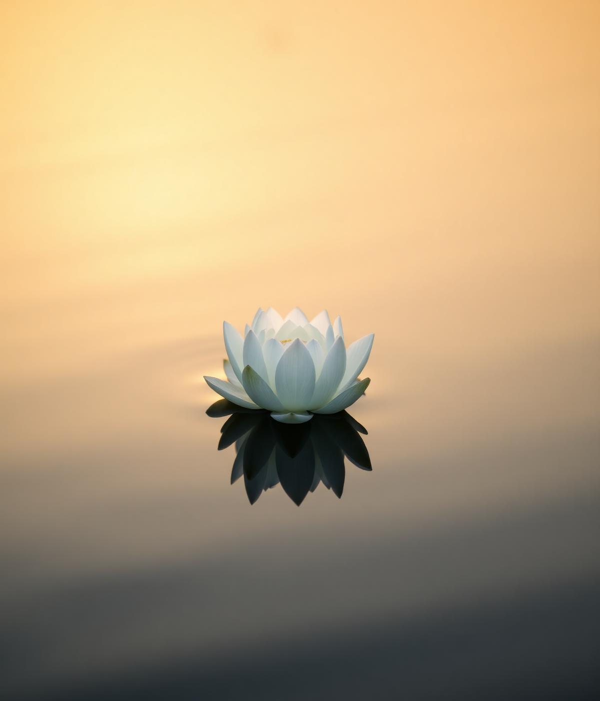 Weiße Lotusblüte auf stillem Wasser